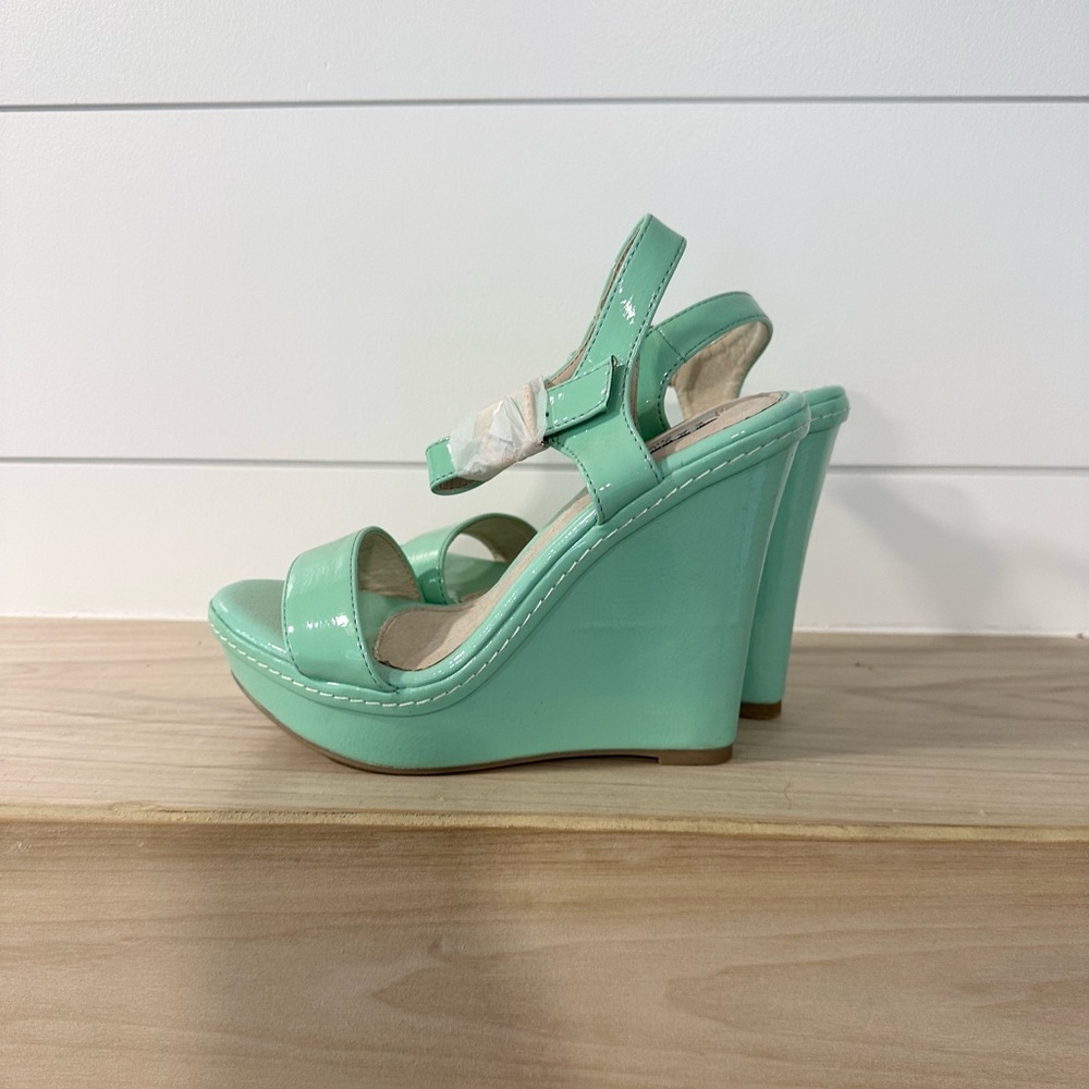 Spring Mint Green Platform Wedge Heels